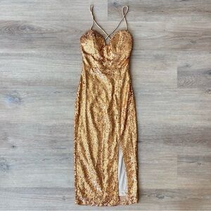Gold Sequin Maxi Dress